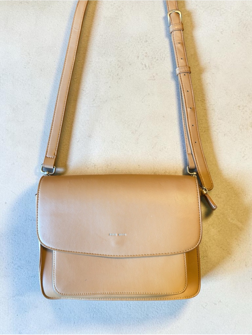 Pixie Mood Vegan Leather Crossbody Bag - Camel - EUC